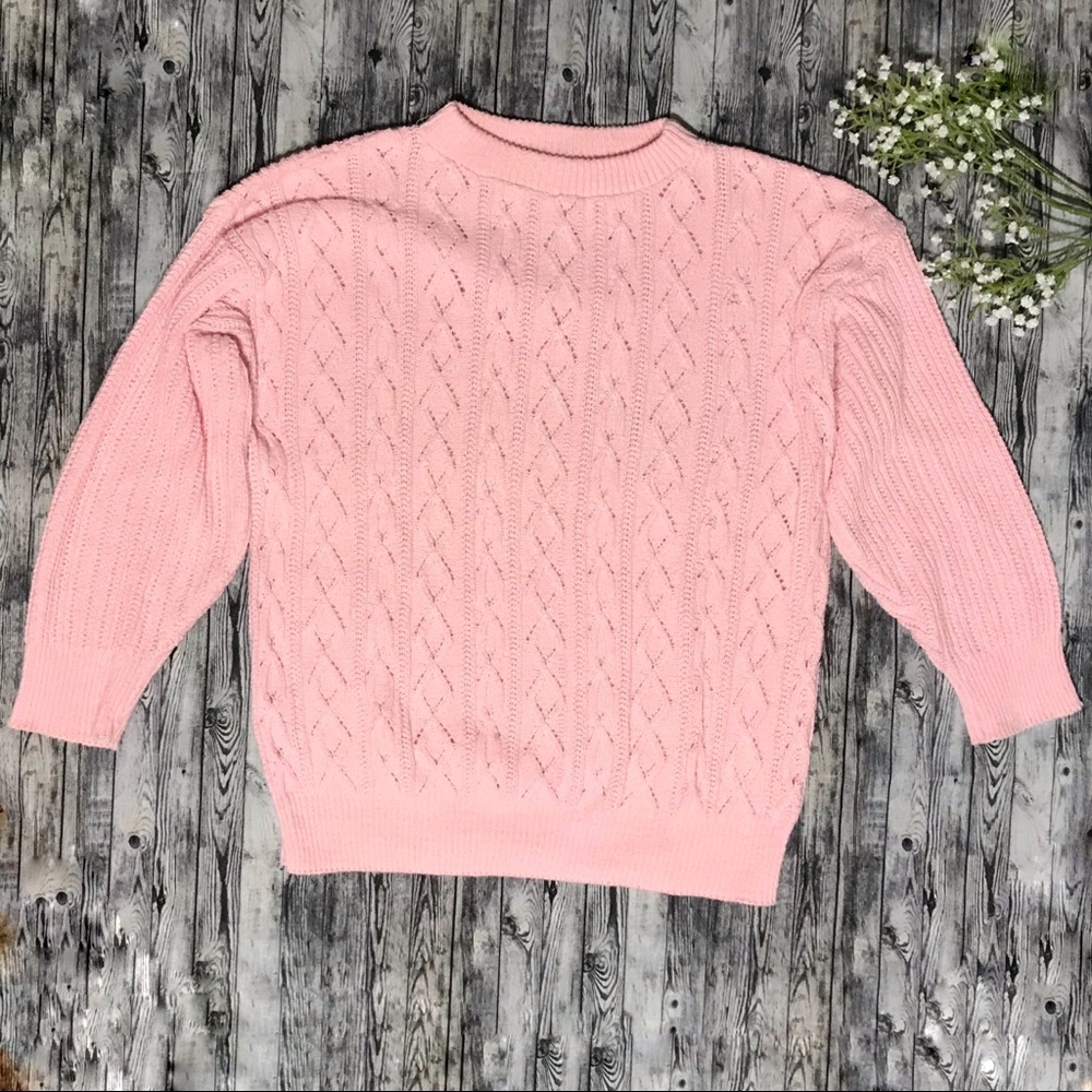 Diane Von Furstenberg Pink Cable Knit Sweater Sz M